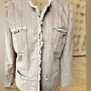 Anthropologie lsabella Bird Beige Blazer Jacket Size Medium